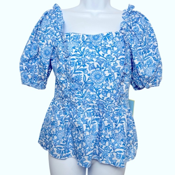 CeCe Floral Puff Sleeve Smocked Top - Picture 5 of 9
